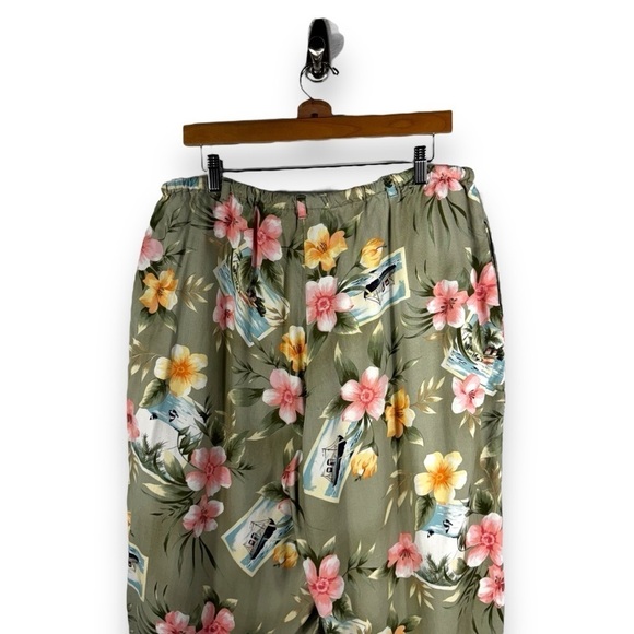 Island Traders Drawstring Waist Cropped Beach Pants, Postcard Print, Size XXL - Picture 11 of 12